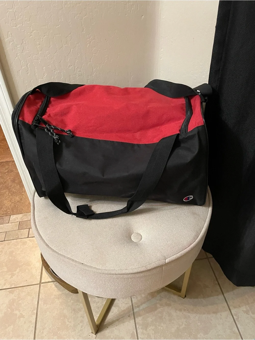 Champion Red and Black Duffel with Logo